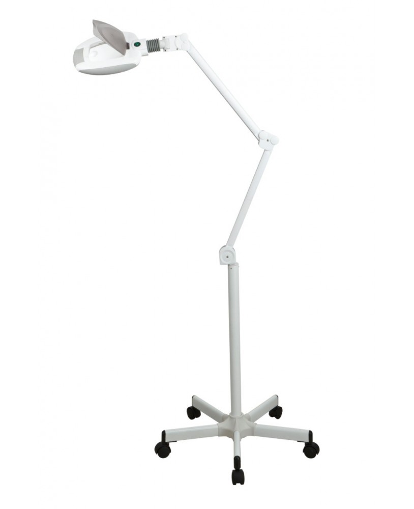 Lámpara lupa LED de luz fría con lupa de 5 aumentos, modelo 1006. Base  rodable
